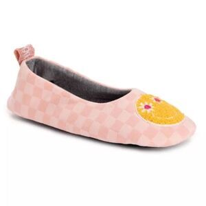 Muk Luks Ballerina Slippers NEW Peach Smile Size 7-8 Pull On Flat Sole